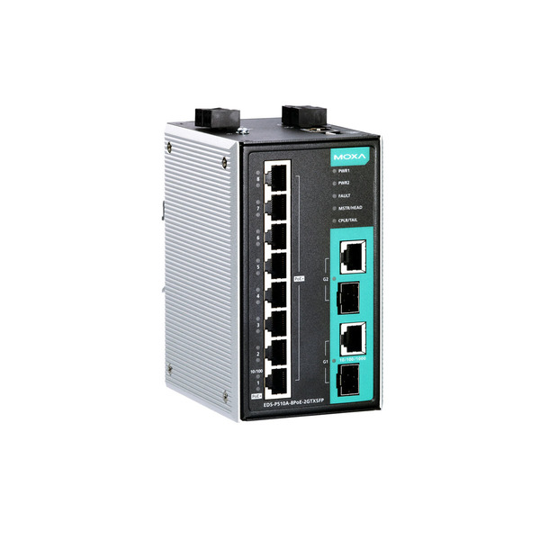 Moxa Mgd Eth. PoeSwtch w/ 8 Poe+Ports, 2 Cmbo Gigabit, Eds-P510A-8Poe-2Gtxsfp EDS-P510A-8PoE-2GTXSFP